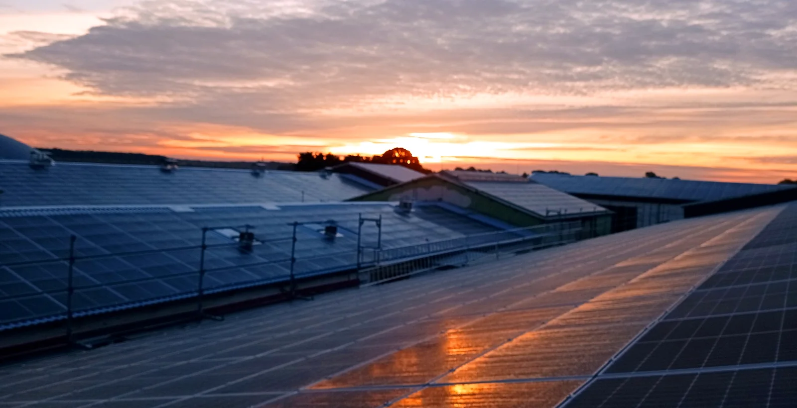 A-G-BAU photovoltaic installation at sunset